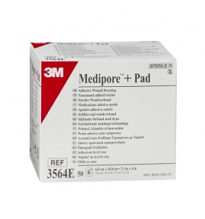 3564Е Повязка адгезивная для покрытия ран Medipore+PAD(Медипор+ПАД), гипоаллергенная размером: 6см х 10см