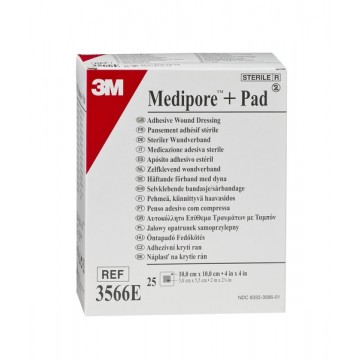3566Е Повязка адгезивная для покрытия ран Medipore+PAD(Медипор+ПАД), гипоаллергенная размером: 10см х 10см