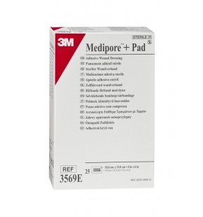 3569Е Повязка адгезивная для покрытия ран Medipore+PAD(Медипор+ПАД), гипоаллергенная размером: 10см х 15см