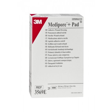 3569Е Повязка адгезивная для покрытия ран Medipore+PAD(Медипор+ПАД), гипоаллергенная размером: 10см х 15см